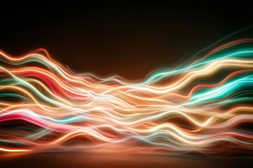 Wall Mural - vibrant neon light trails in smooth waves