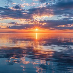 Poster - Summer sunset reflecting off calm, crystal-clear waters 