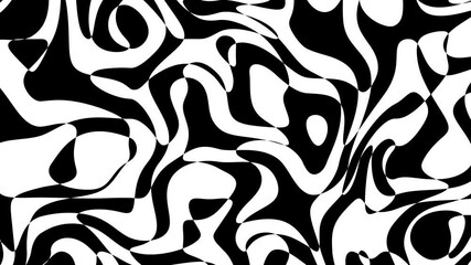 Poster - Abstract fluid and wave loop background in black and white