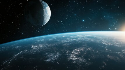 Wall Mural - planet earth from space with moon