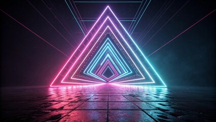 Poster - abstract background with glowing triangles