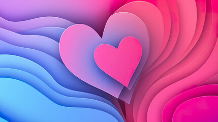 Wall Mural - Colorful layered hearts with gradient background create vibrant, romantic atmosphere.