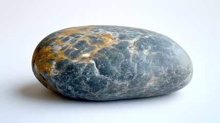 Aufkleber - Closeup of a natural weathered gray and brown stone pebble with a rough,cracked,and textured surface. The organic geological formation shows the effects of erosion over time.