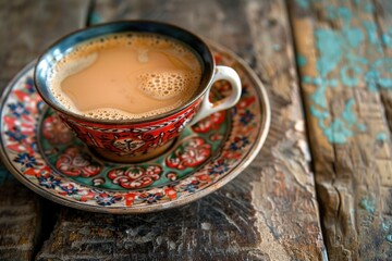 Poster - A cup of coffee sits on a saucer, ready for use