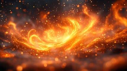 Aufkleber - Dramatic and fiery cosmic explosion of intense energy and flames bursting forth from the depths of the mysterious and powerful universe. Powerful,vibrant,and abstract space background with swirling.