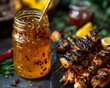 © Bussakon - Spicy Honey Infused Grilled Chicken Skewers for Gourmet Food Photography