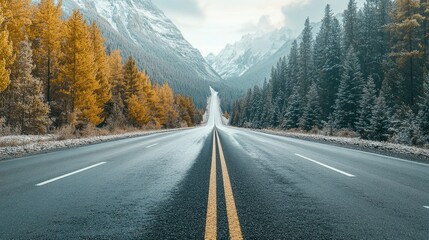 Canvas Print - Scenic Road Through Mountains and Trees