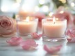 © Tanakorn - Rose Scented Candles with Pink Petals and Soft Lighting, Creating a Romantic and Relaxing Atmosphere