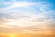 © ISENGARD - Beautiful , luxury soft gradient orange gold clouds and sunlight on the blue sky perfect for the background, take in everning,Twilight, Large size, high definition landscape photo