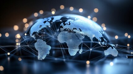 Wall Mural - global interconnection and digital network visualization