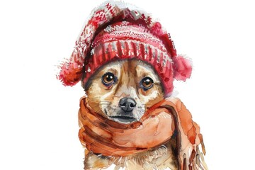 Sticker - A playful dog dressed up with a hat and scarf