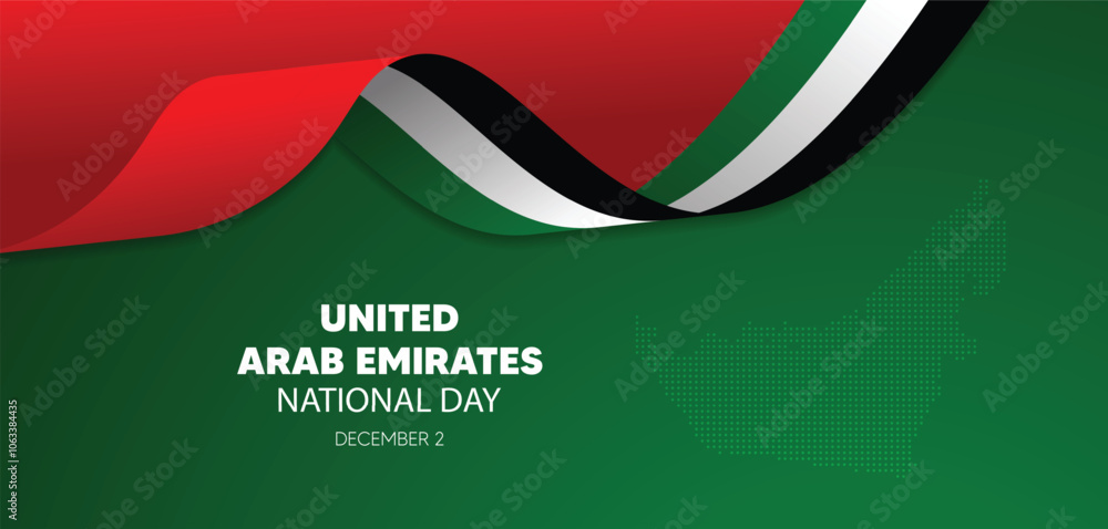 united Arab emirates national day flag ribbon dotted map vector poster ...