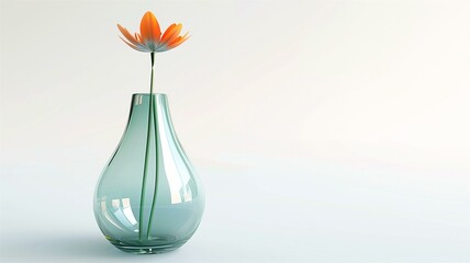 Minimalist design with a single white flower in a glass vase
