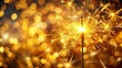 © Hugnaka - Gold sparkler creating a celebratory atmosphere against a blurry bokeh background