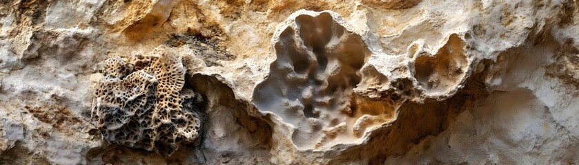 Close-up of a Honeycomb-Like Rock Formation with Irregular Shapes