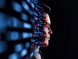 © Red Lemon - Side profile of a man merged with digital code, symbolizing personal data interaction with AI and technology.