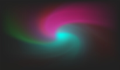 Poster - An abstract vector illustration shows a swirling mixture of bright colors—blue and green—emanating from the center against a dark background.