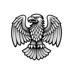 Illustrate an Aztec eagle symbol in traditional style, emphasizing its powerful and majestic presence.