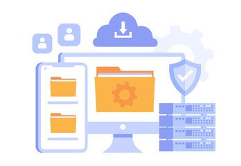 database programmer concept, programming languages. css, html, it, ui. developing, coding. flat illu