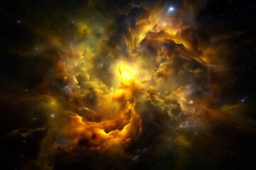 Wall Mural - Golden Nebula Space Clouds