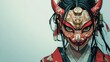 © anis rohayati - Girl young face character devil oni mask theme mask horror background wallpaper AI generated image