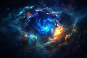 Wall Mural - bule gas nebulae in space and sparkling stars	
