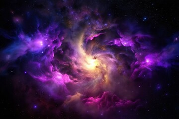 Wall Mural - Purple gas nebulae in space and sparkling stars