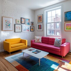 Poster - Vibrant Eclectic Living Room with Bold Colors