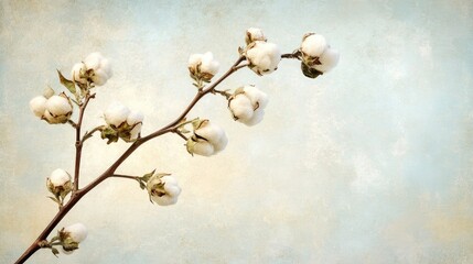 Wall Mural - Delicate Cotton Blossom on Vintage Background