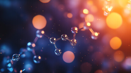 Aufkleber - Molecule structure 3d rendering floating against a vibrant background