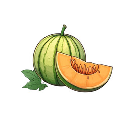 Wall Mural -  muskmelon with and a half cut muskmelon