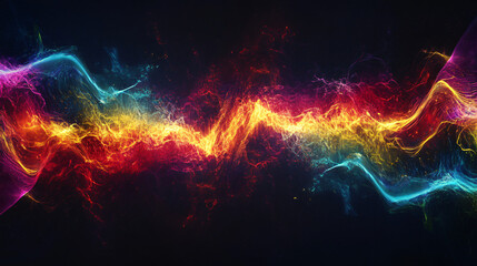 Fototapete - Vibrant abstract energy wave on black background symbolizing power, motion, and velocity