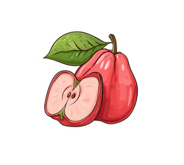 Wall Mural -  rose apple with leaf and a half cut rose apple