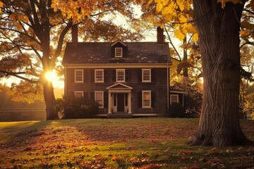 Wall Mural - Sunset House in New England Colonial Style Home