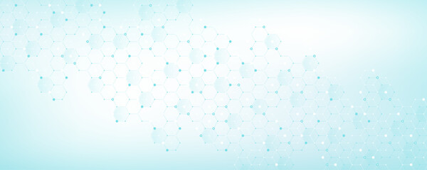 Aufkleber - Modern health care or medical background design. Health care innovation concept. Horizontal header web banner. Abstract geometric background with hexagon shapes for medicine, science, chemistry.
