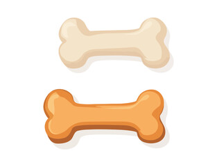 Two bones are shown, one is orange and the other is white. The bones are next to each other. Flat vector illustration isolated.