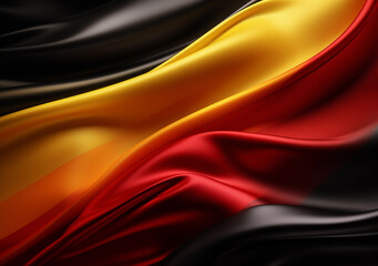 Wall Mural - Waving German flag with black, red, and yellow colors symbolizing national unity useful as background