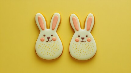 Happy Easter. Multicolored pastel easter cookies on a isolated background. Bunny.