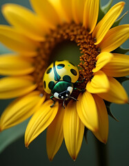 Canvas Print - ladybug on yellow flower