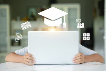 Wall Mural - A laptop with a white background and a white cap on it
