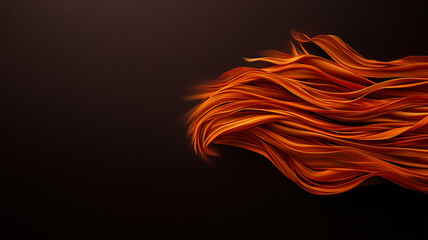 Leinwandbilder - Fiery abstract background with flowing orange and red gradient waves on dark backdrop, creating dynamic and energetic visual effect