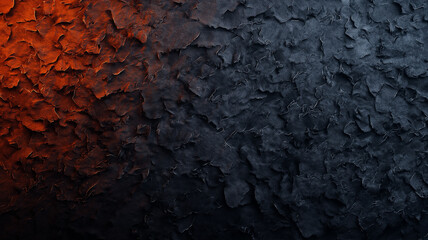 Fototapete - textured abstract background with gradient of fiery orange to dark gray, evoking sense of warmth and depth. rough, peeling surface adds intriguing visual complexity