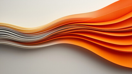 Aufkleber - Abstract background with flowing layers of orange and beige paper, creating dynamic wave pattern. gradient of fiery colors adds depth and movement to composition