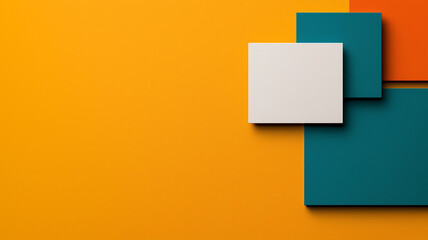 Aufkleber - Minimalist abstract background with overlapping color blocks in orange, teal, and white, creating modern and vibrant composition
