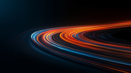 Poster - Dynamic abstract background with glowing light trails creating sense of motion and energy against dark backdrop. vibrant colors blend seamlessly, forming captivating visual effect