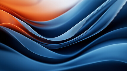 Fototapete - Abstract waves of blue and orange create dynamic and fluid background, evoking sense of movement and energy. smooth curves and vibrant colors blend seamlessly