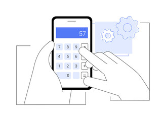 Calculator app isolated cartoon vector illustrations.