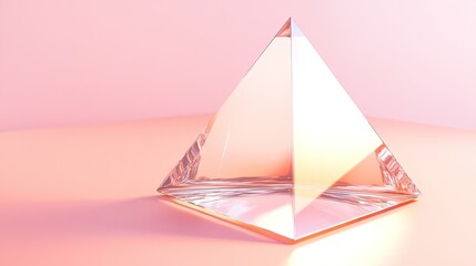 Wall Mural - elegant crystal pyramid on a soft pink background, reflecting light beautifully.