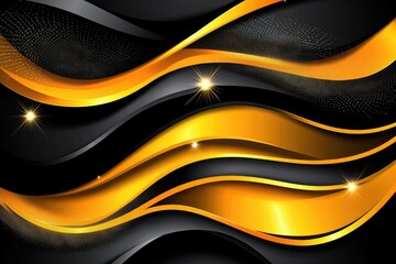 Wall Mural - Dynamic waves of gold and black create an elegant abstract background.