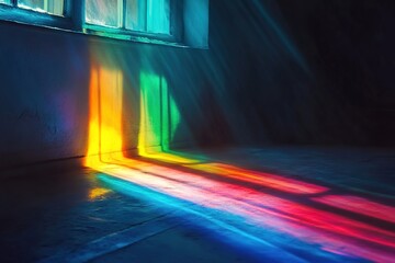 Wall Mural - rainbow, sunlight on the wall, halo effect, light and shadow.